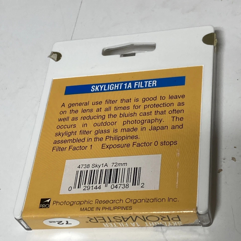 VTG PROMASTER Skylight 1A 72mm Camera Lens Filter Made Philippines Open Box - Image 3 of 4