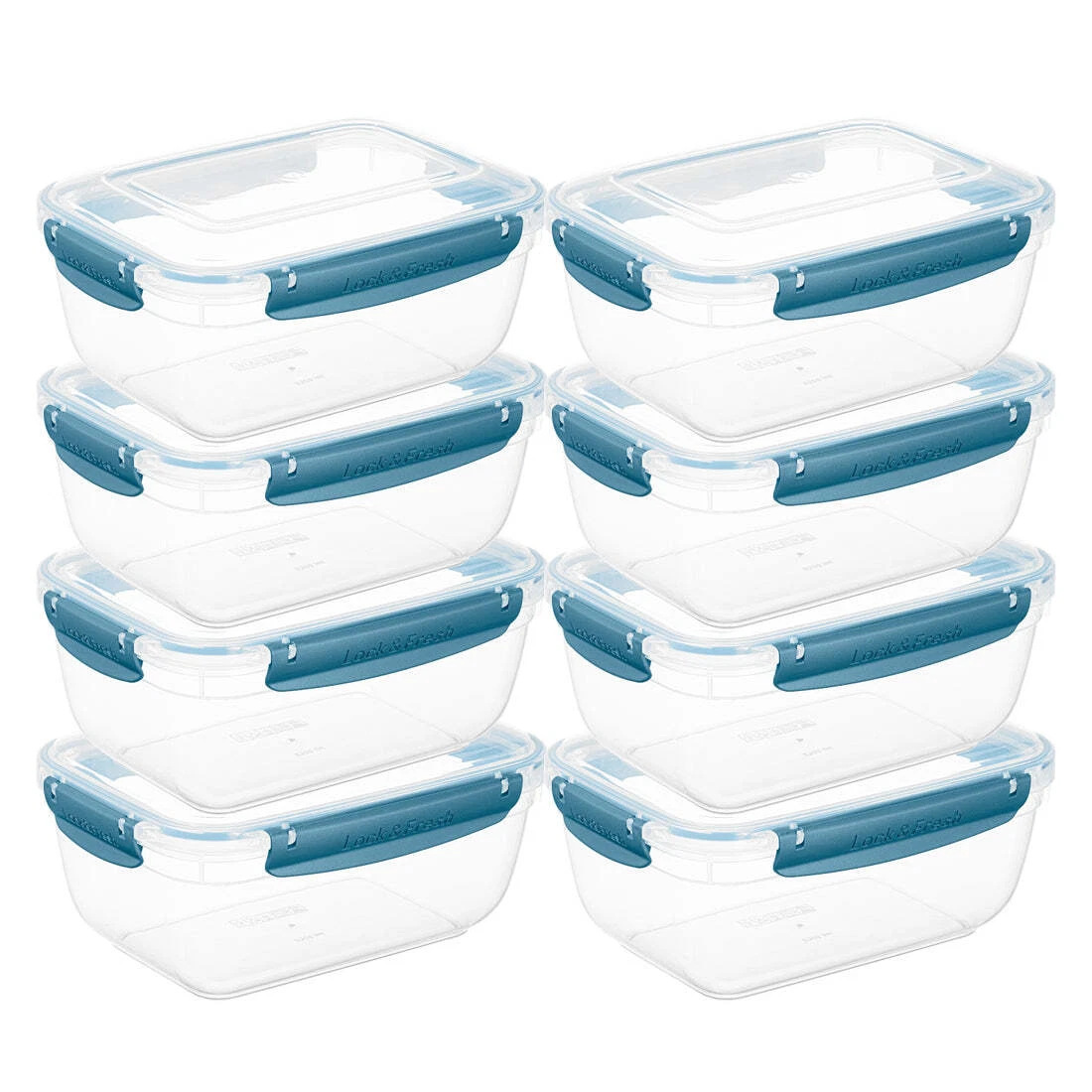 Superio Plastic Food Storage Containers, Airtight Lids, 80 oz., Blue, 8 pack