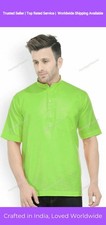 Mens Kurta Indian Shirt Kurta Solid Top Tunic Cotton Large and Tall short Sleeve
