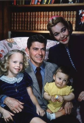 Ronald Reagan Jane Wyman with their two children Maureen Michael Old Photo