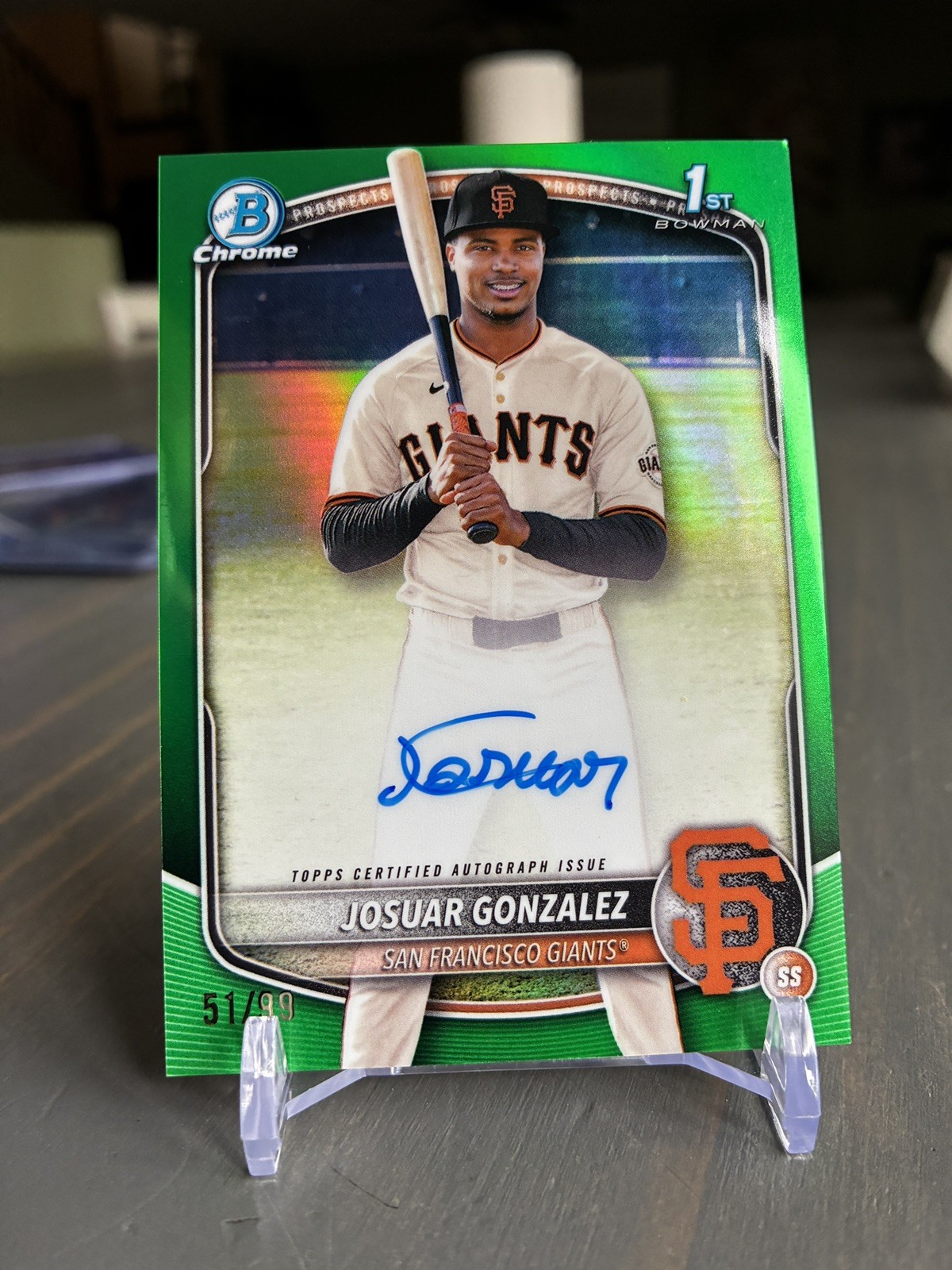 2025 Bowman Chrome Josuar Gonzalez 1st Bowman True Green Auto 51/99