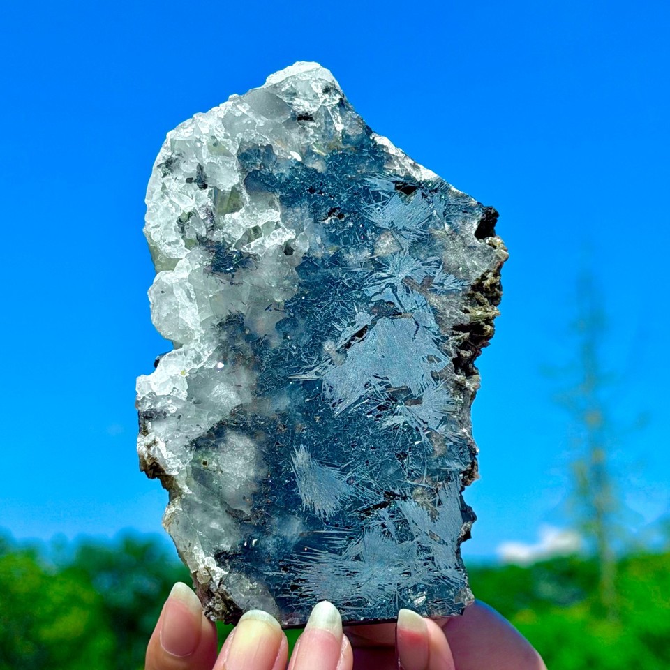 279G Natural Iron Ore with Clear Crystal Quartz Druzy Slice Extra Large ...