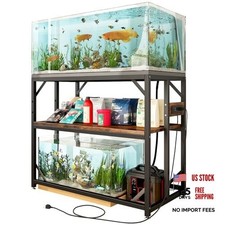 Fish Tank Stand with Power Outlets, Aquarium Stand with 40 Gallon Rustic Brown