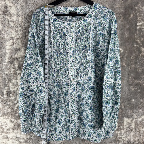 Talbots Plus Size 3X Floral Print Pleated Lace Casual Button Top Long Sleeve - Picture 2 of 8