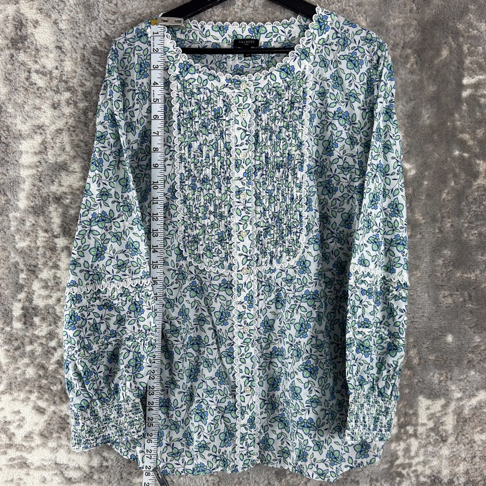 Talbots Plus Size 3X Floral Print Pleated Lace Casual Button Top Long ...