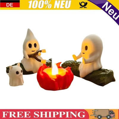 Ghost Campfire Gathering Ghost Campfire Nightlight Halloween Decor (with Cat)
