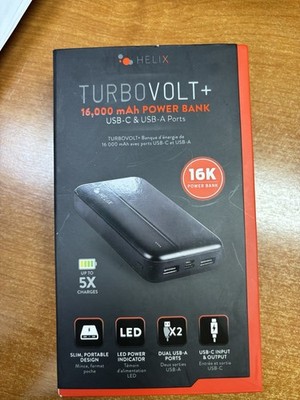 Helix Turbovolt Power Bank LED 16000 Mah USB C Portable Charger