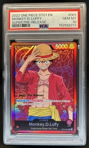 2022 One Piece ST01 Super Pre-Release Monkey D Luffy #ST01-001 PSA 10 GEM MINT
