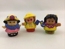 Fisher Price Little People Figures Girls Travel Hawaii Raincoat Dress Up 3pc