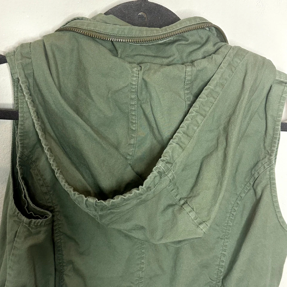 Chaleco con Capucha 41 Hawthorn Verde Algodón Cremallera Frontal Utilitario Para Mujer Talla Mediana Foto 3 de 4