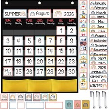 Black Classroom Calendar Pocket Chart with 89...
