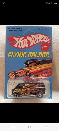 Original Hotwheels Redline Super Van Black w/Flames Blisterpack w/Protector