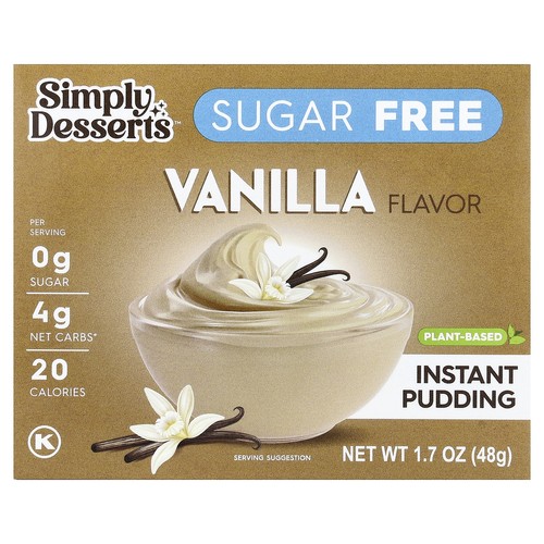 Plant-Based Instant Pudding, Sugar Free, Vanilla, 1.7 oz (48 g)