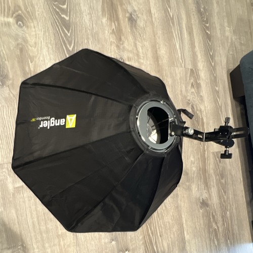 Angler BoomBox Grid 26 in Octagon soft box and boombox grid for shoe mount flash