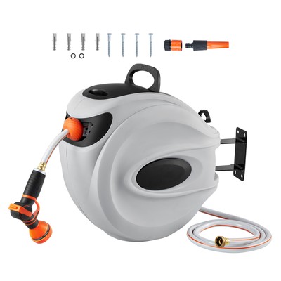Retractable Hose Reel Water Hose Reel 115'x1/2'' 180° Swivel Wall-Mounted