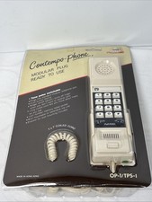 VTG Contempo Land Phone Tone Pulse Push Button Coil Redial Walnut Desk NOS 1980s