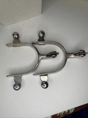 Vtg Western Equestrian Riding Spurs Button Rowels