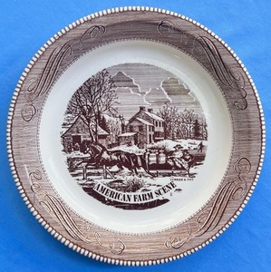 Royal China Currier and Ives American Farm Scene 10-Inch Pie Dish Pan