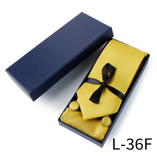 Men Necktie Pocket Square Handkerchief Cufflink Wedding Formal Tie Set With Box - Photo 11/27