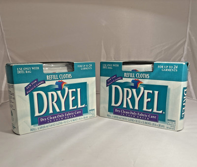 2 Dryel Dry Clean Only Fabric Care Refill Cloths 6 Pk (12 Total) NEW SEALED (A)