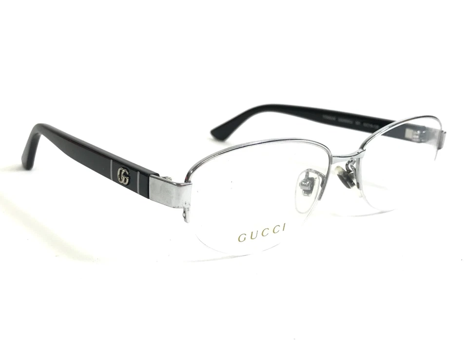 Monturas para gafas Gucci GG0859OJ 001 plateadas negras medio borde titanio 53-16-135 Foto 3 de 4