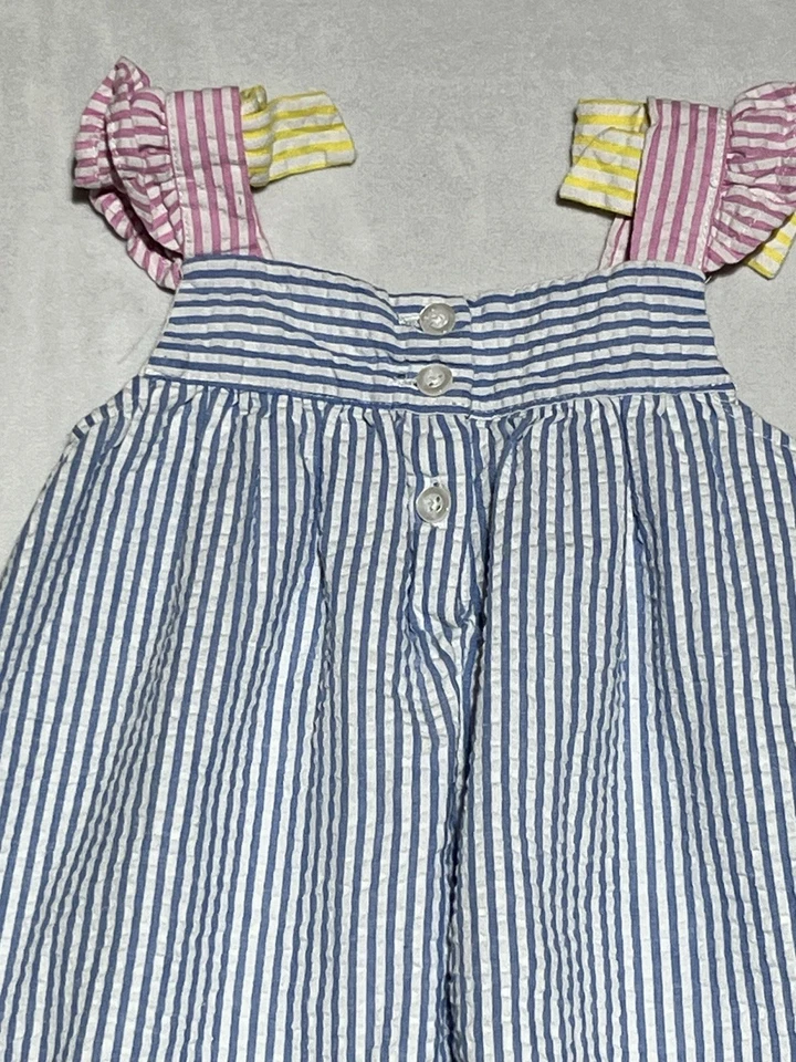 Blueberi Boulevard Seersucker Bumblebee Sundress Girls Baby 2T Striped Floral - Image 3 of 4