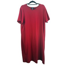 Eileen Fisher Women 1X Red Short Sleeve Tunic Dress Viscose Blend