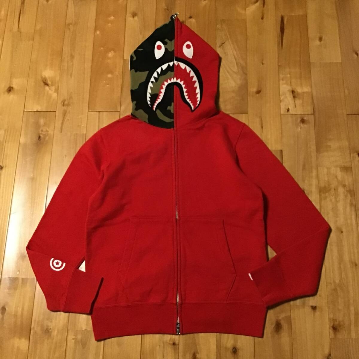 BAPE woodland camo Shark Full Zip Hoodie a bathing ape NIGO Red