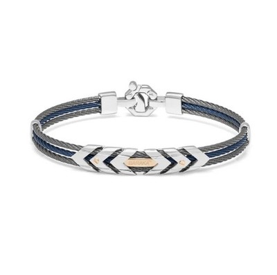 BARAKA Herren Armband BR312711ROAC210002 Roségold Schwarz Blau PVD Weiße Diamanten