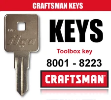 Craftsman toolbox key / Llaves / Cut by keys code / key code Series 8001-8223