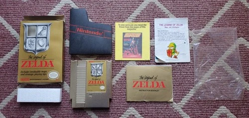 The Legend of Zelda Nintendo NES Gold Complete CIB Box Map Manual & Circle Bag !