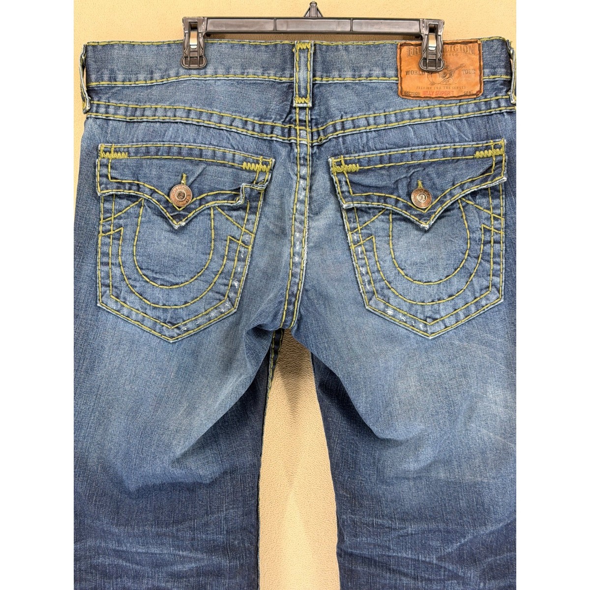 TRUE RELIGION BILLY SUPER T デニム 33×36 True Religion Billy Super T Jeans Mens 36 Blue Denim Straight Leg