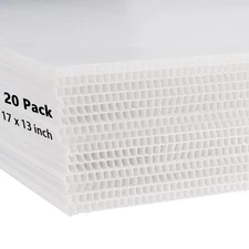 White Corrugated Plastic Sheets 20 PCS 17x13 Inch 4mm Sign Board Waterproof