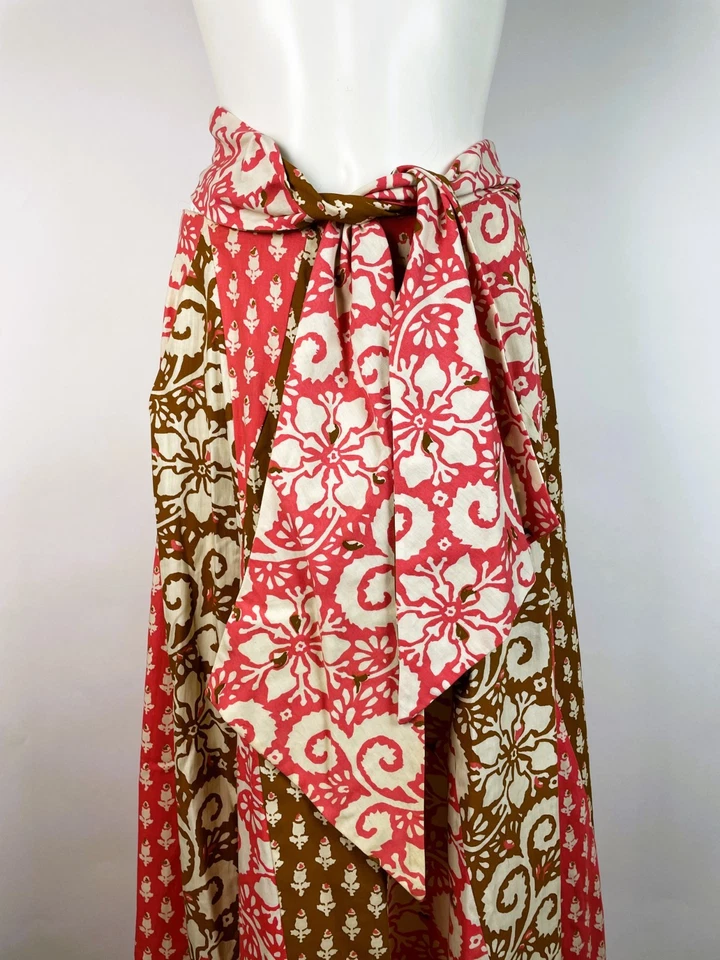 Maxi falda larga vintage años 70 Bill Atkinson estilo retazos + faja 12 Foto 2 de 4