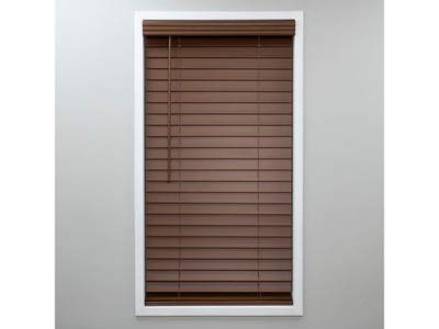 Eclipse 2in. Faux Wood Blinds, 27.5''W x 48''L, Dark Oak, Cordless, Child Safe