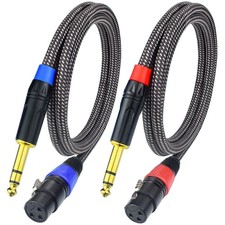 Balanced 1/4 Inch TRS To XLR Female Microphone Cable 6.35mm 3.3FT 2PK