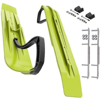 Slydog Powder Hound 7'' Manta Green Skis w/6'' Shaper Bar Complete Kit Ski-Doo
