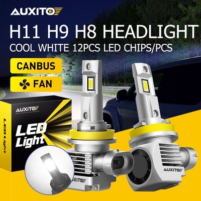 2X AUXITO 12-CSP LED Headlight H11 Low Lamp Beam Bulb Canbus Kit White Bright US
