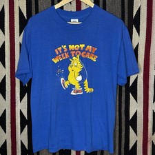 Funny VTG Cat Shirt 80s 90s Blue XL Single Stitch Cat T-shirt USA Made