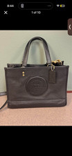 Coach Black Pebbled Satchel Zip Gold Hardware Detachable Strap Inner Pockets