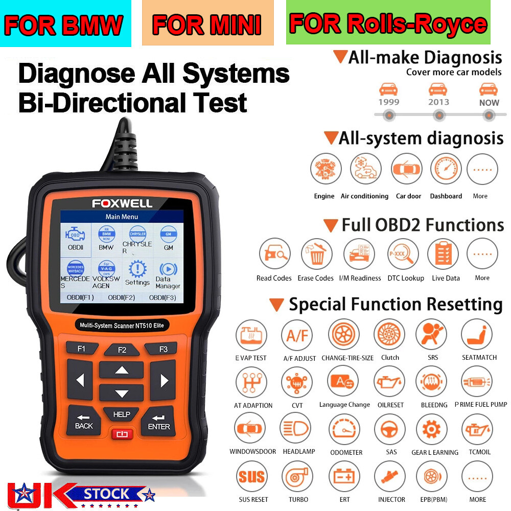 FOXWELL All System Auto OBD2 Scanner For BMW DPF ABS DPF EPB Car Diagnostic Tool
