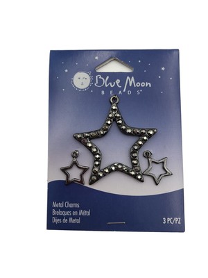 Metal Cut-Out Star Charms & Pendant For Jewelry Making & Design ~ Black Nickel (611356134778)