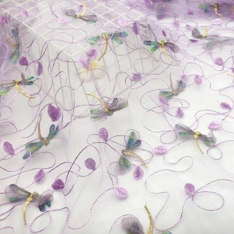 3D Lace Embroidery Mesh Fabric Floral Animal Wedding Prom Dress Voile Tulle DIY - Image 3 of 4