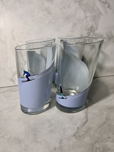 ITALIANO Juego de 4 Gafas Highball Inclinadas de Calidad Pistas Alpinas Esquí LEER - Imagen 4 de 11