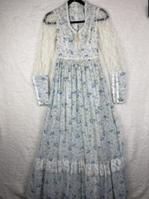 Jessica McClintock Gunne Sax Floral Lace Maxi Dress Cottage Core Prairie Vintage