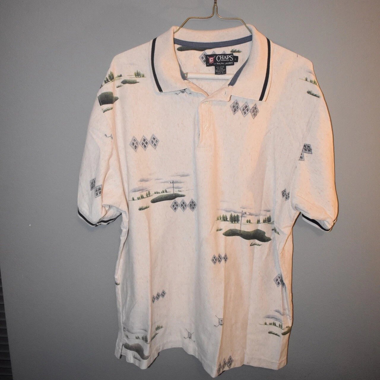Chaps Golf Ralph Lauren All Over Print Polo Shirt Size L
