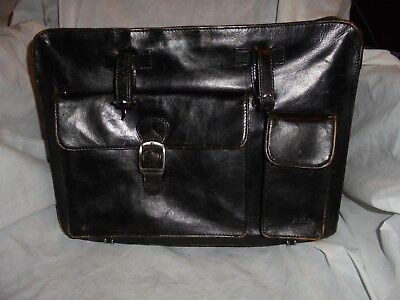 S Babila Milano Italy BLACK Leather Bag/Satchel/Briefcase WITH