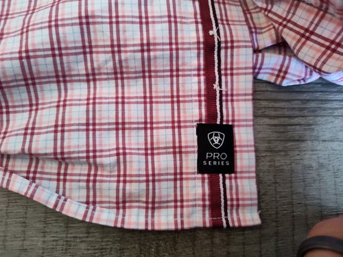 Ariat Pro Series Jericho Plaid Shirt Short Sleeve Button Up Mens Workwear EUC L - Picture 3 of 15