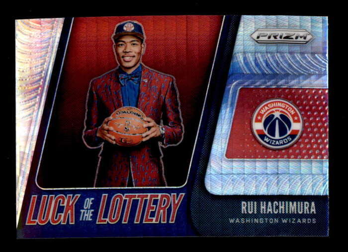 RUI HACHIMURA 2019/20 PANINI PRIZM #9 LUCK OF THE LOTTERY HYPER PRIZMS RC BF1194