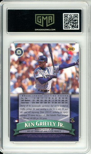 1996 Topps Finest Ken Griffey Jr. #100 GMA 10 GEMAS COMO NUEVO CORTE Mariners - Imagen 2 de 2